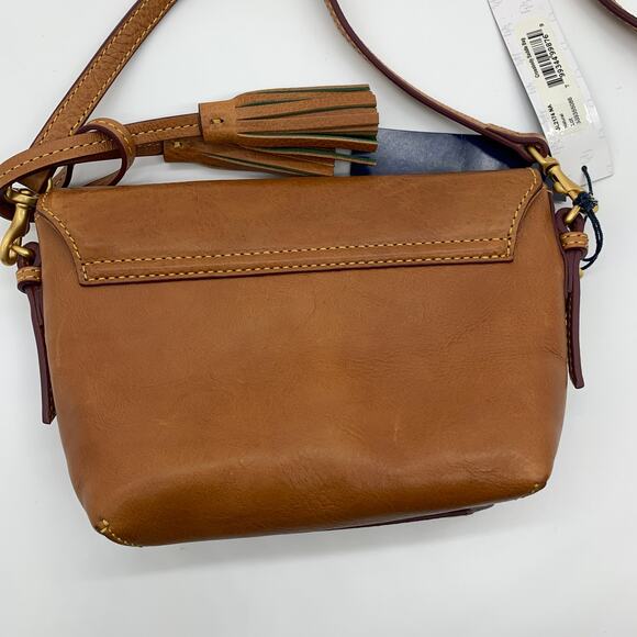 Dooney & Bourke Saddle Crossbody Bag Florentine Leather Brown Natural Purse - Picture 2 of 16